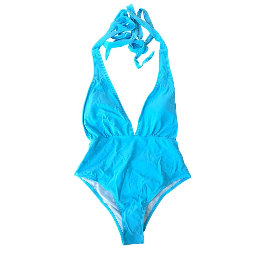 Cupshe Deep V Halter Neck One Piece Swimsuit Size S NWT